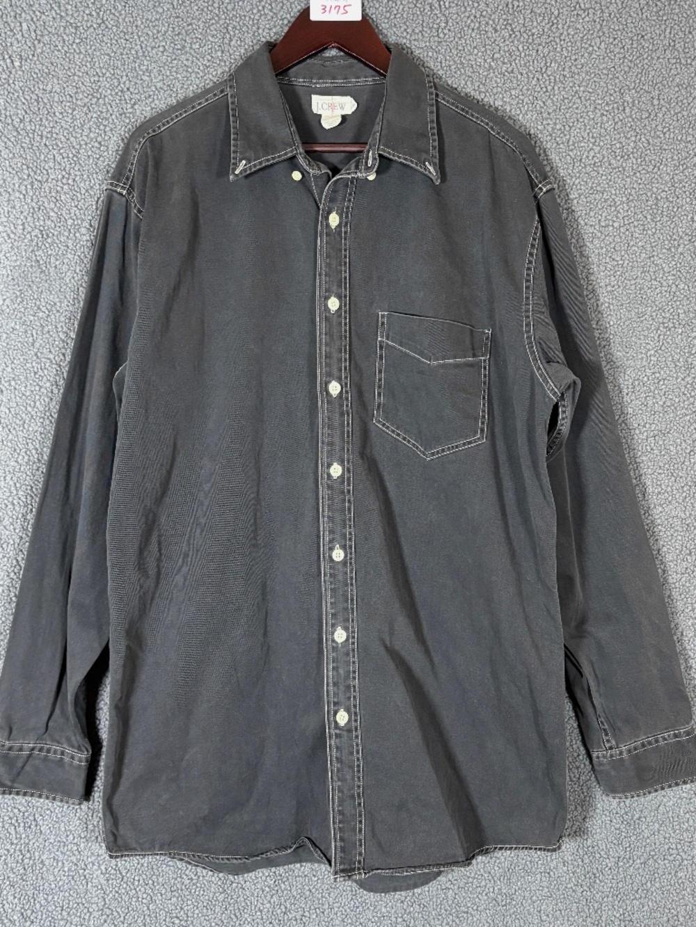 J Crew Cotton Oarsman Denim Long Sleeve Button Down Shirt - Men's Size LT -Black